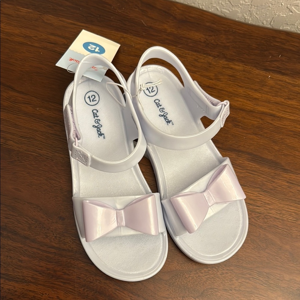 Cat & Jack Sandals with bow 💜 sz 12 - Picture 2 of 4